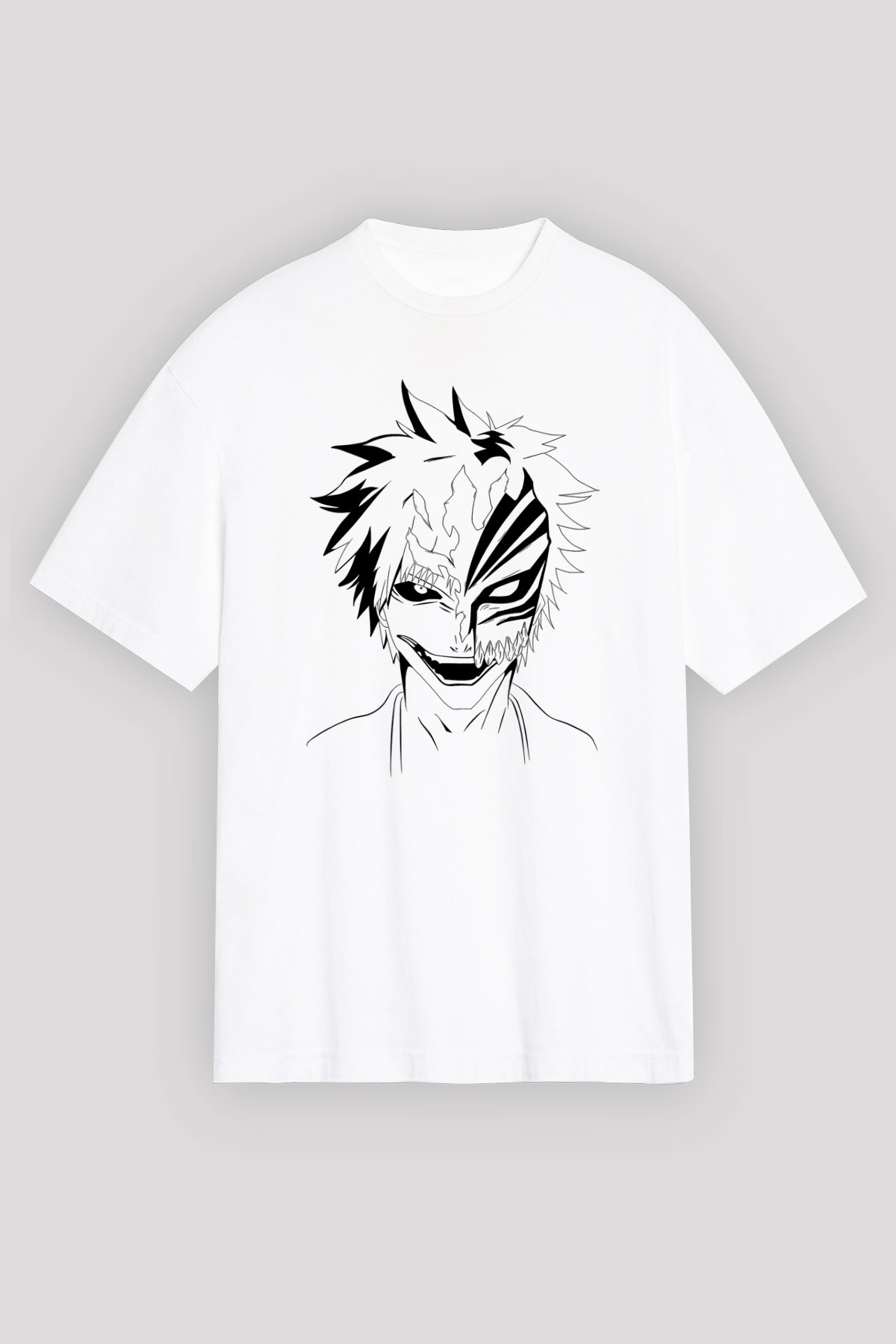 Bleach Baskılı Beyaz Unisex Oversize Tişört - Tshirt