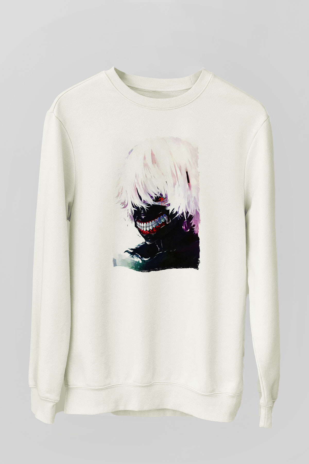 Bleach Baskılı Beyaz Unisex Sweatshirt