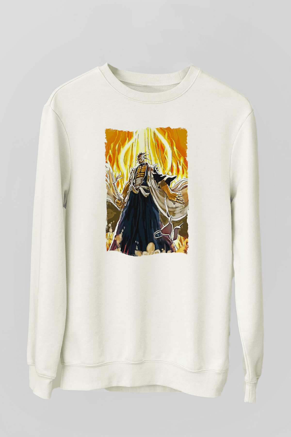 Bleach Baskılı Beyaz Unisex Sweatshirt