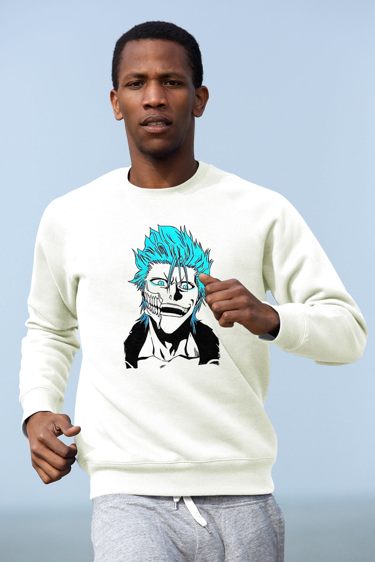 Bleach Baskılı Beyaz Unisex Sweatshirt