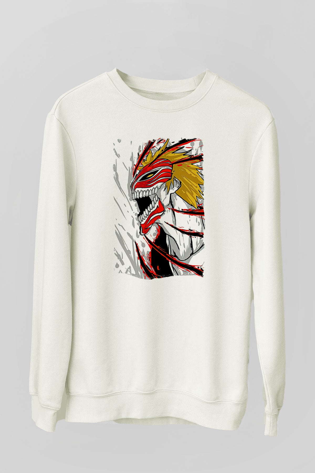 Bleach Baskılı Beyaz Unisex Sweatshirt