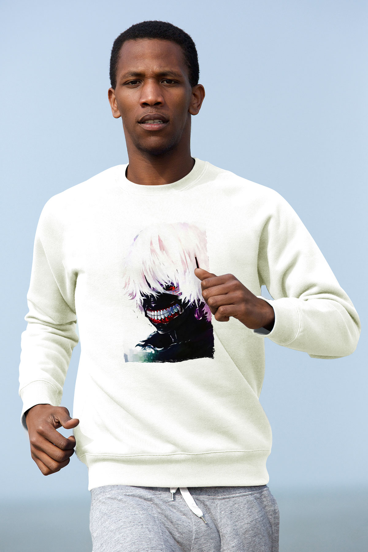 Bleach Baskılı Beyaz Unisex Sweatshirt