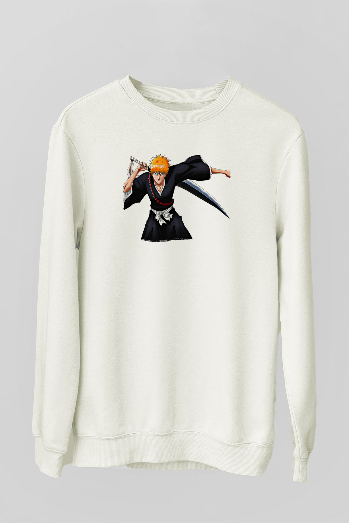 Bleach Baskılı Beyaz Unisex Sweatshirt