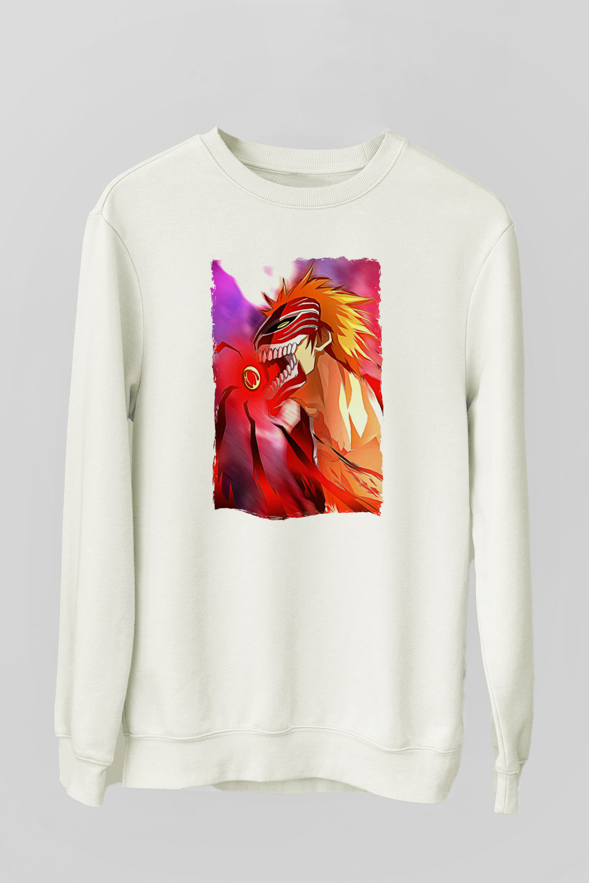 Bleach Baskılı Beyaz Unisex Sweatshirt