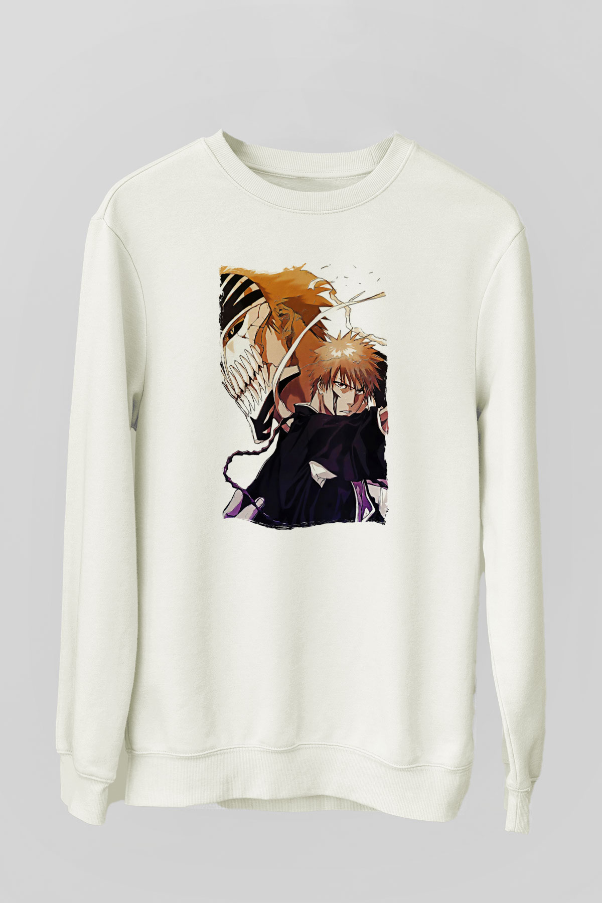 Bleach Baskılı Beyaz Unisex Sweatshirt