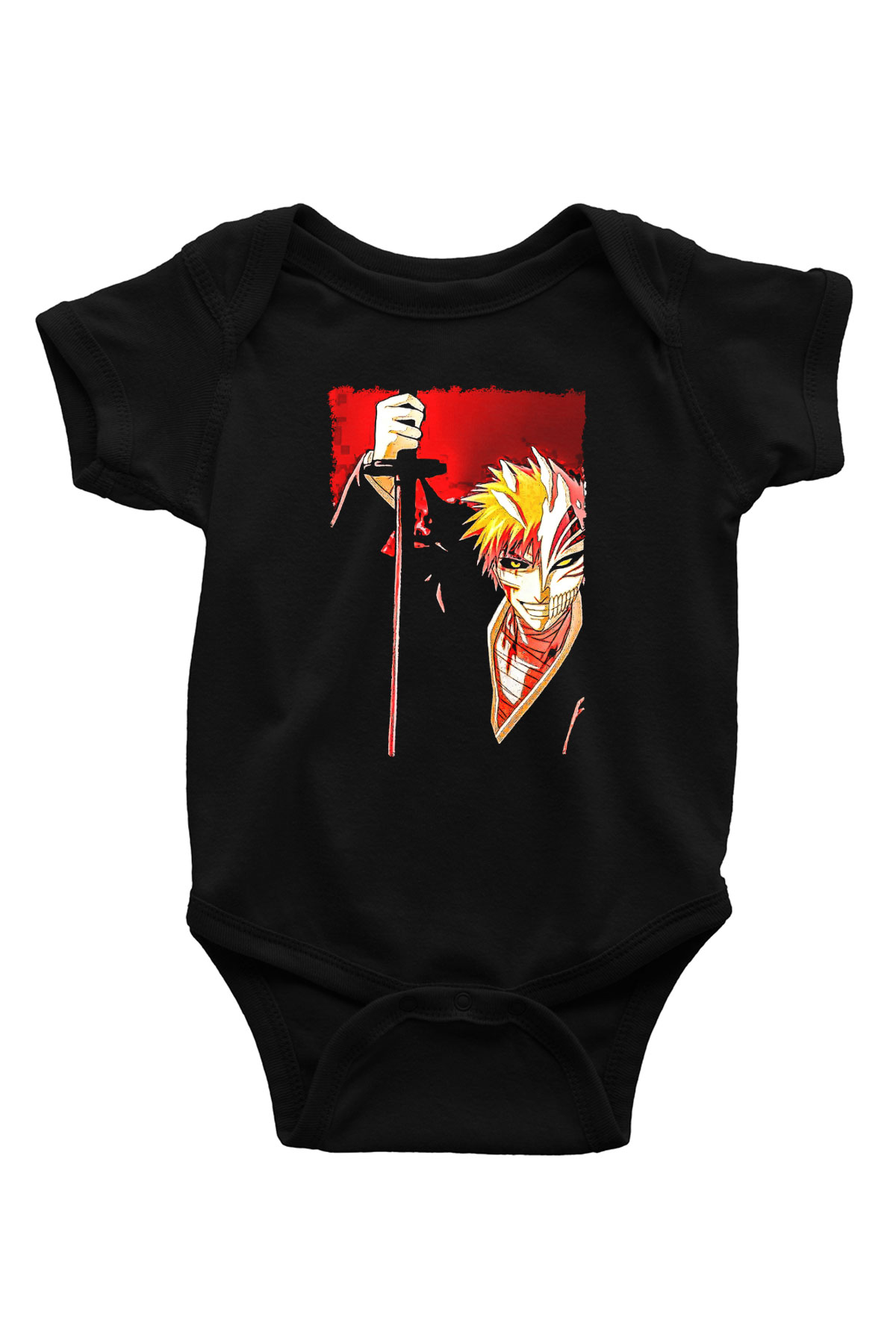 Bleach Baskılı Unisex Siyah Bebek Body - Zıbın
