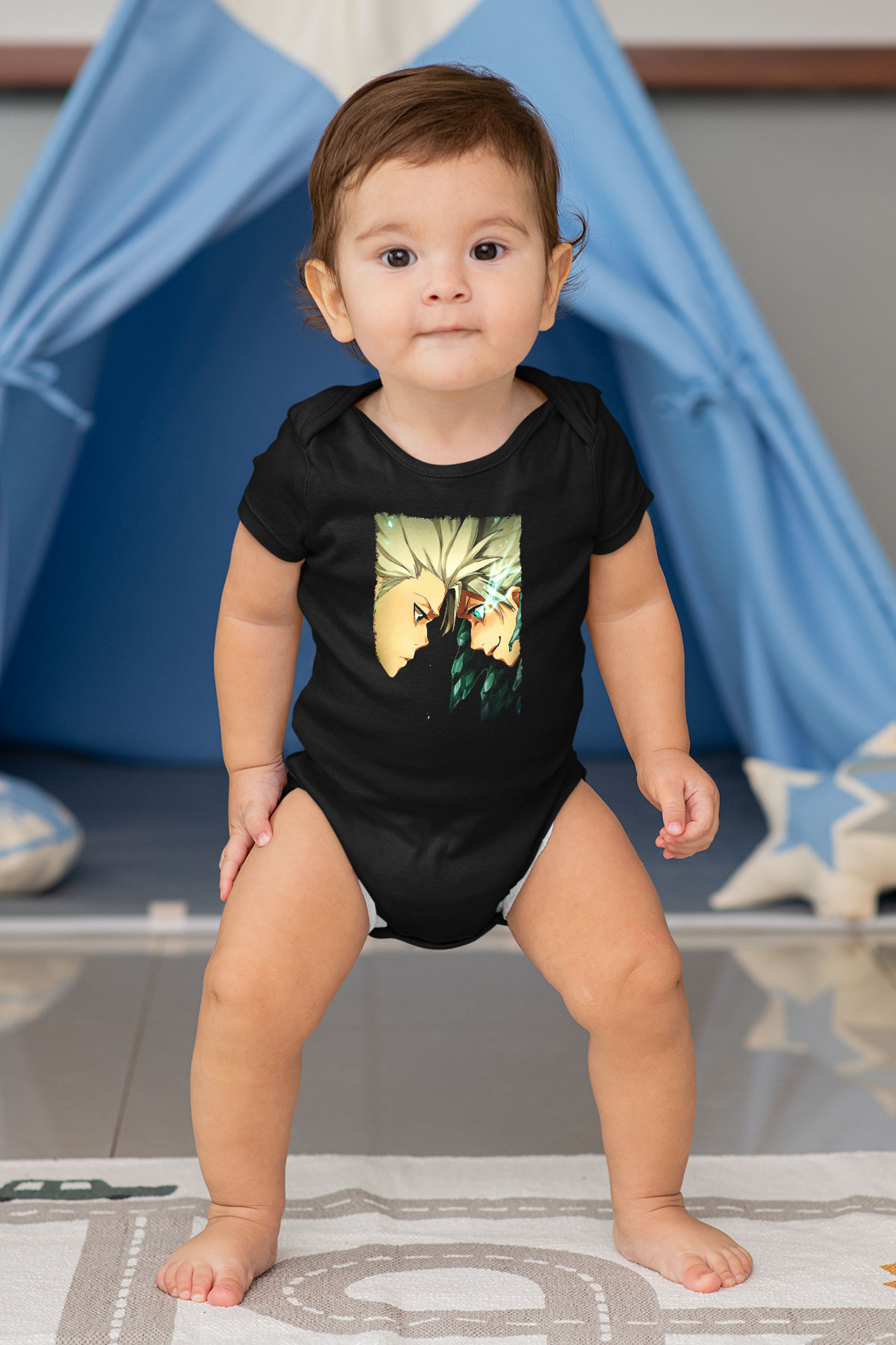 Bleach Baskılı Unisex Siyah Bebek Body - Zıbın