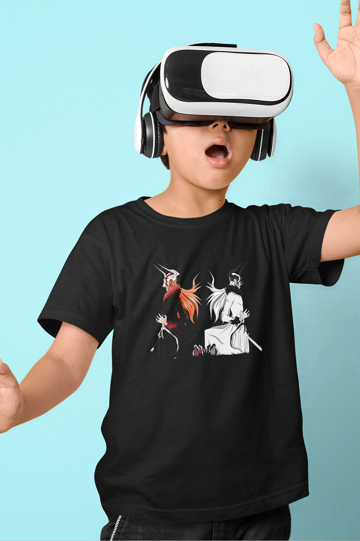 Bleach Baskılı Unisex Siyah Çocuk Tişört - Tshirt