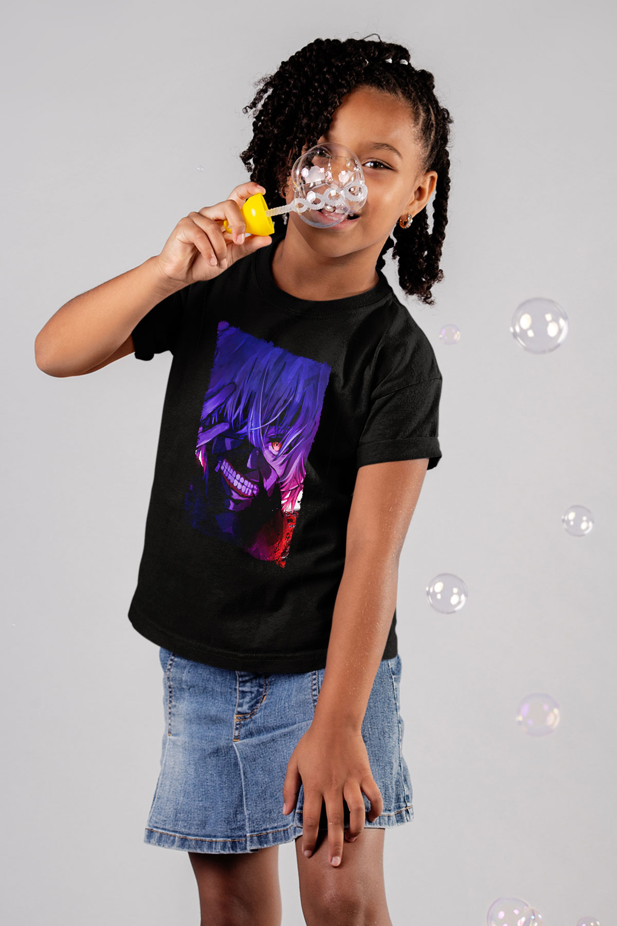 Bleach Baskılı Unisex Siyah Çocuk Tişört - Tshirt