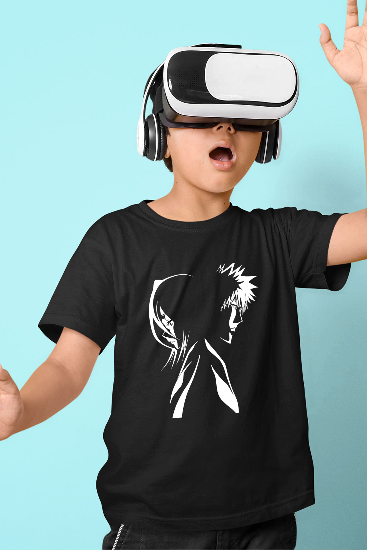 Bleach Baskılı Unisex Siyah Çocuk Tişört - Tshirt