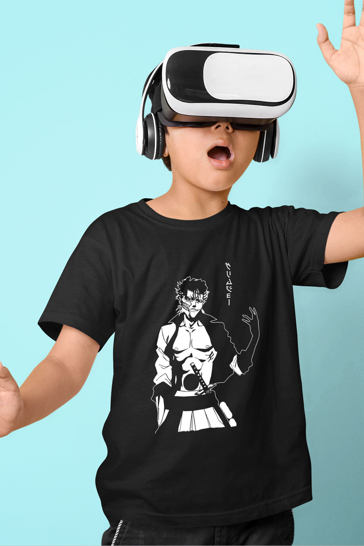 Bleach Baskılı Unisex Siyah Çocuk Tişört - Tshirt