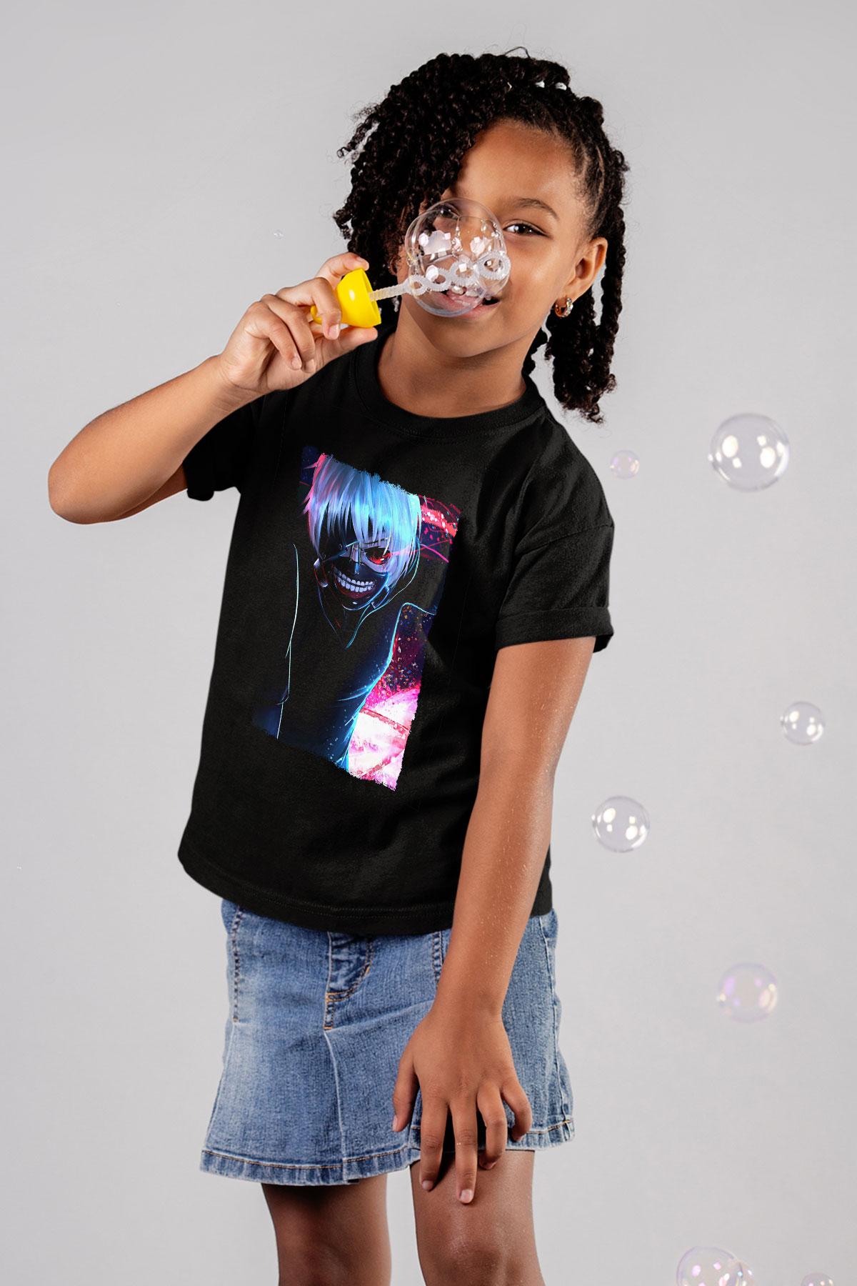 Bleach Baskılı Unisex Siyah Çocuk Tişört - Tshirt