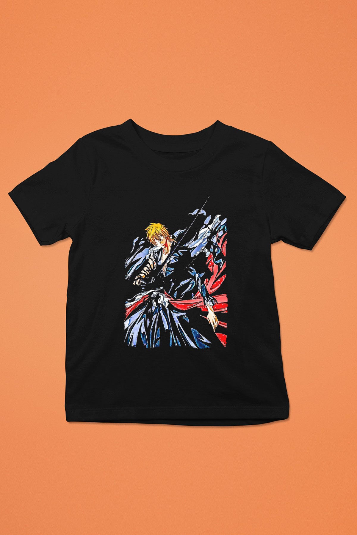 Bleach Baskılı Unisex Siyah Çocuk Tişört - Tshirt