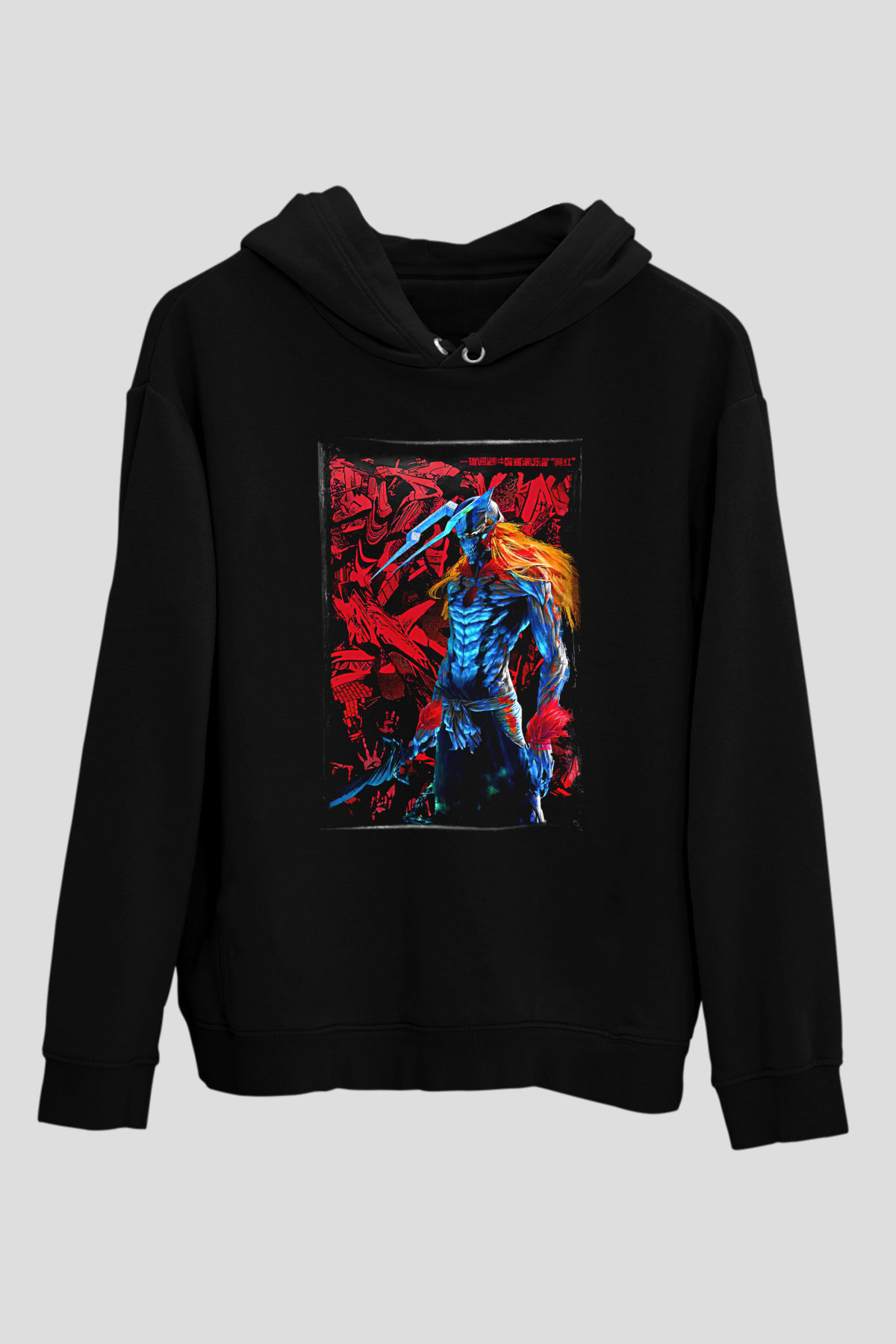 Bleach Baskılı Unisex Siyah Hoodie