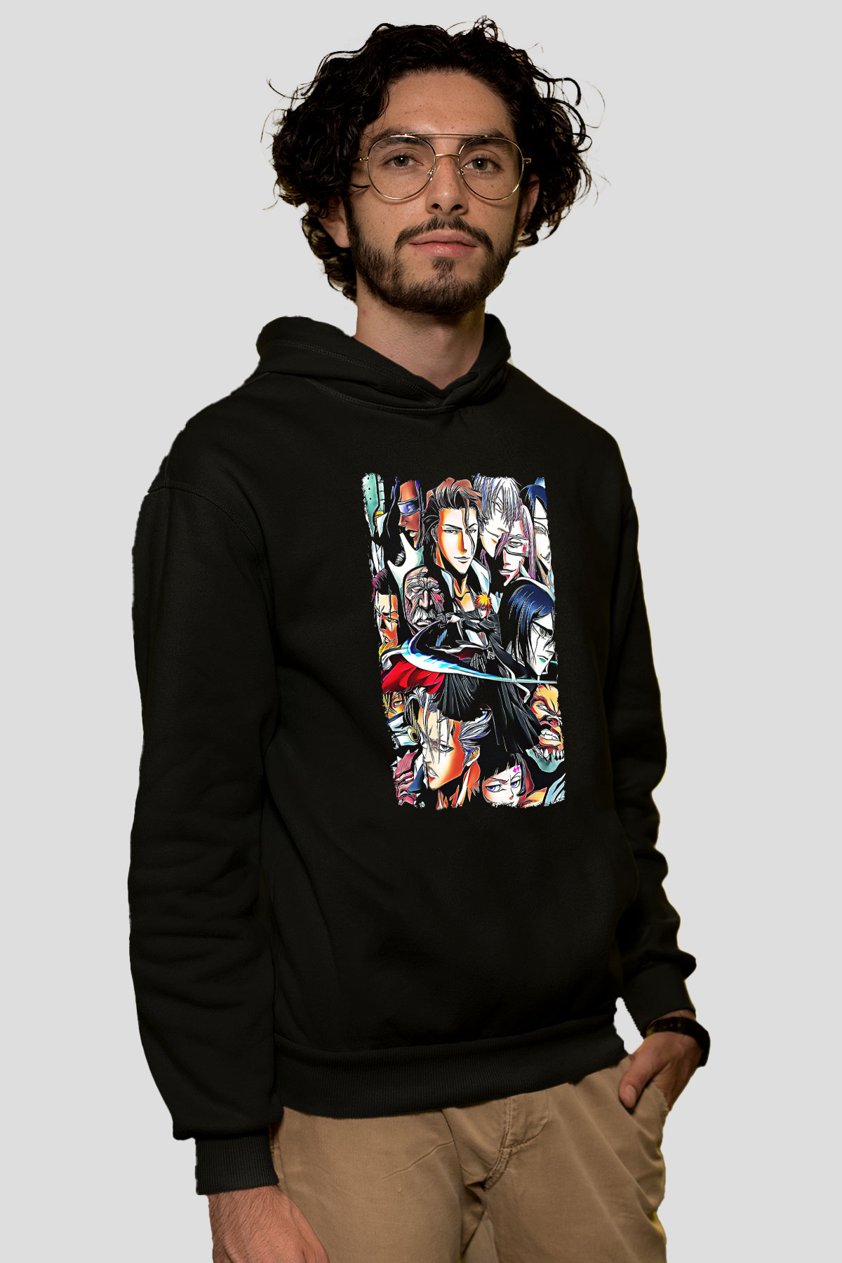 Bleach Baskılı Unisex Siyah Hoodie
