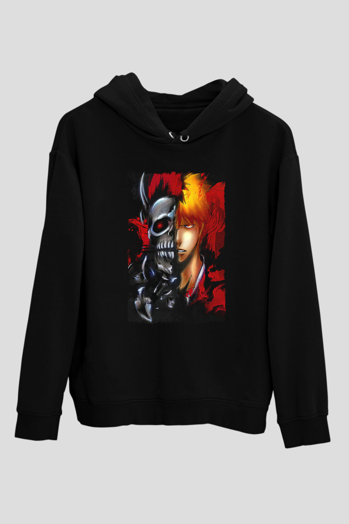 Bleach Baskılı Unisex Siyah Hoodie