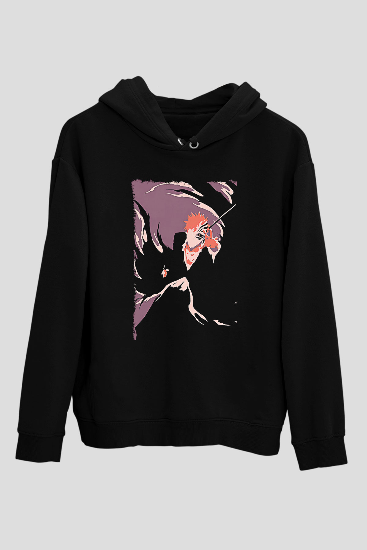 Bleach Baskılı Unisex Siyah Hoodie