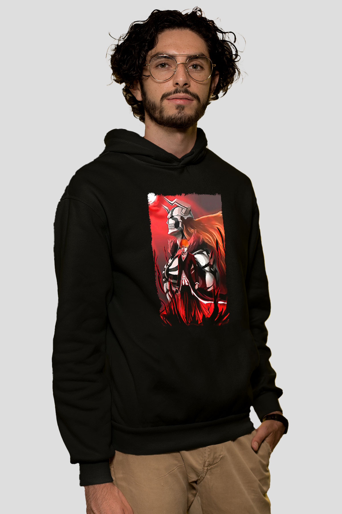 Bleach Baskılı Unisex Siyah Hoodie