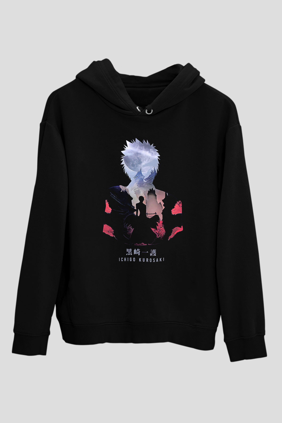 Bleach Baskılı Unisex Siyah Hoodie