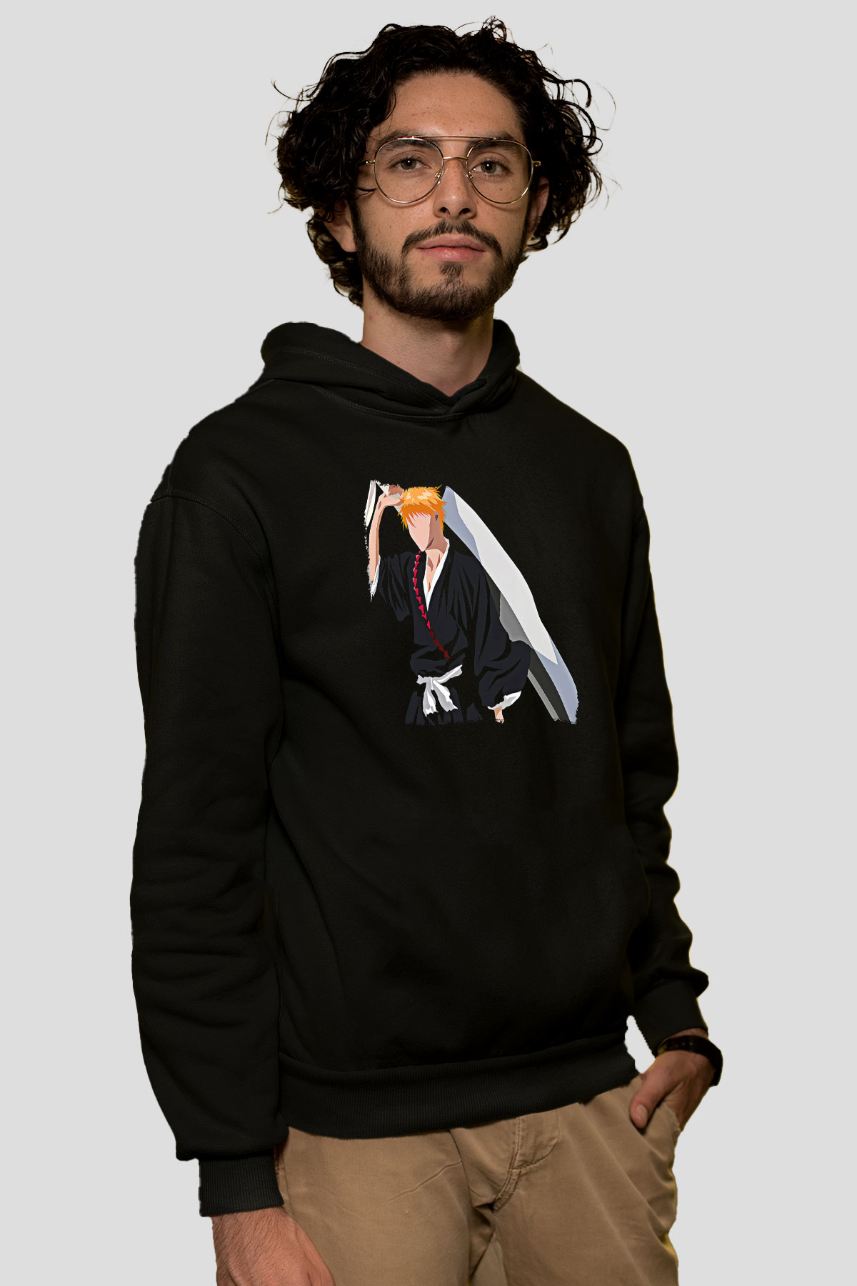 Bleach Baskılı Unisex Siyah Hoodie
