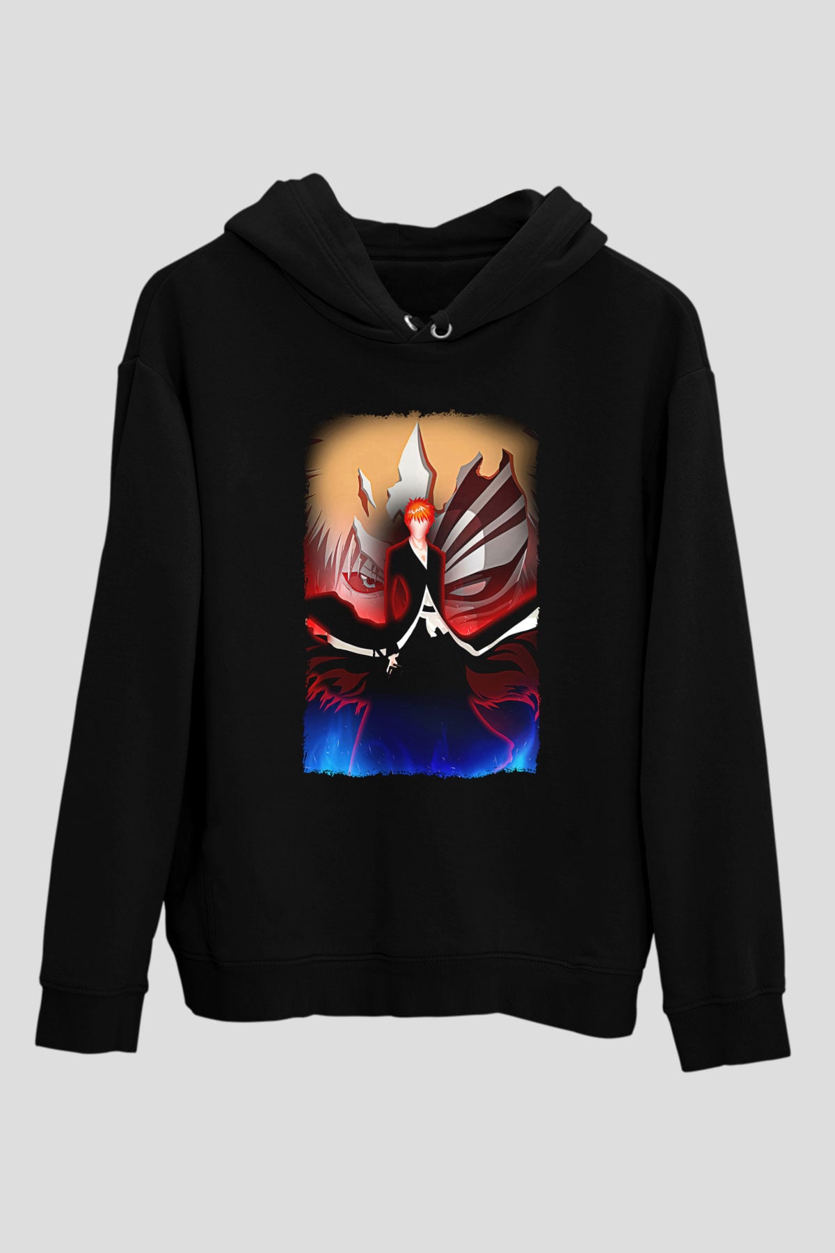 Bleach Baskılı Unisex Siyah Hoodie