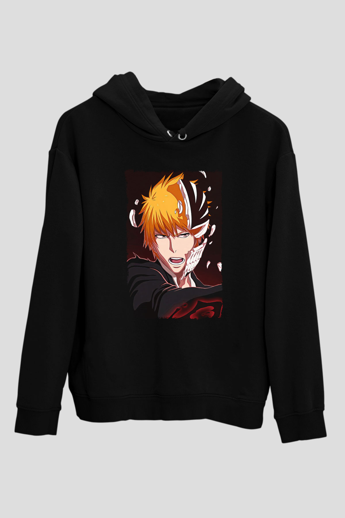Bleach Baskılı Unisex Siyah Hoodie