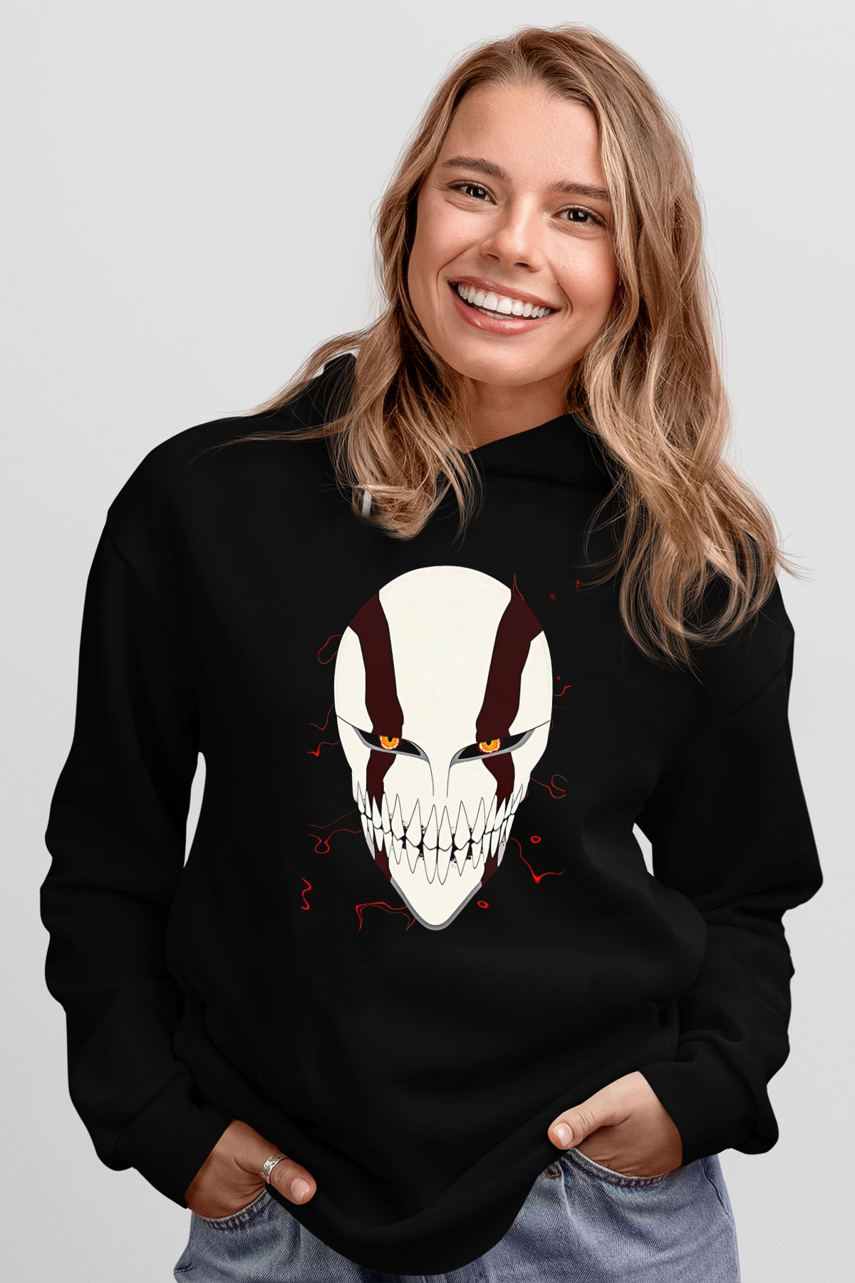 Bleach Baskılı Unisex Siyah Hoodie
