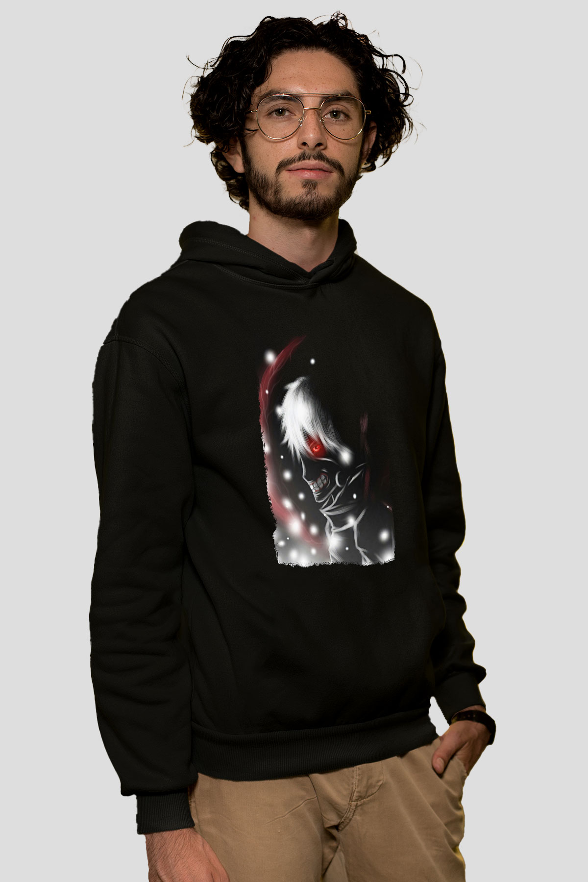 Bleach Baskılı Unisex Siyah Hoodie
