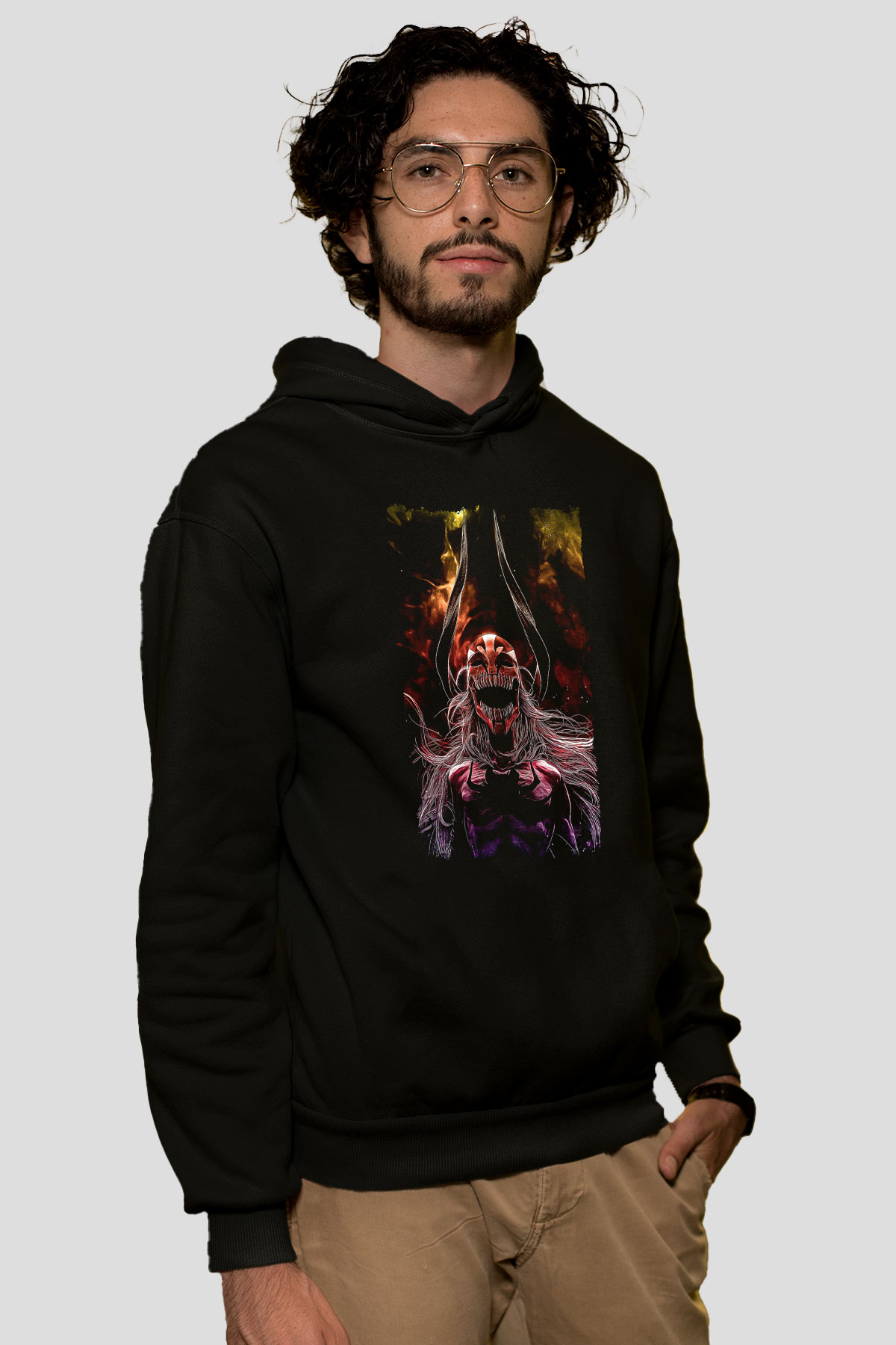 Bleach Baskılı Unisex Siyah Hoodie