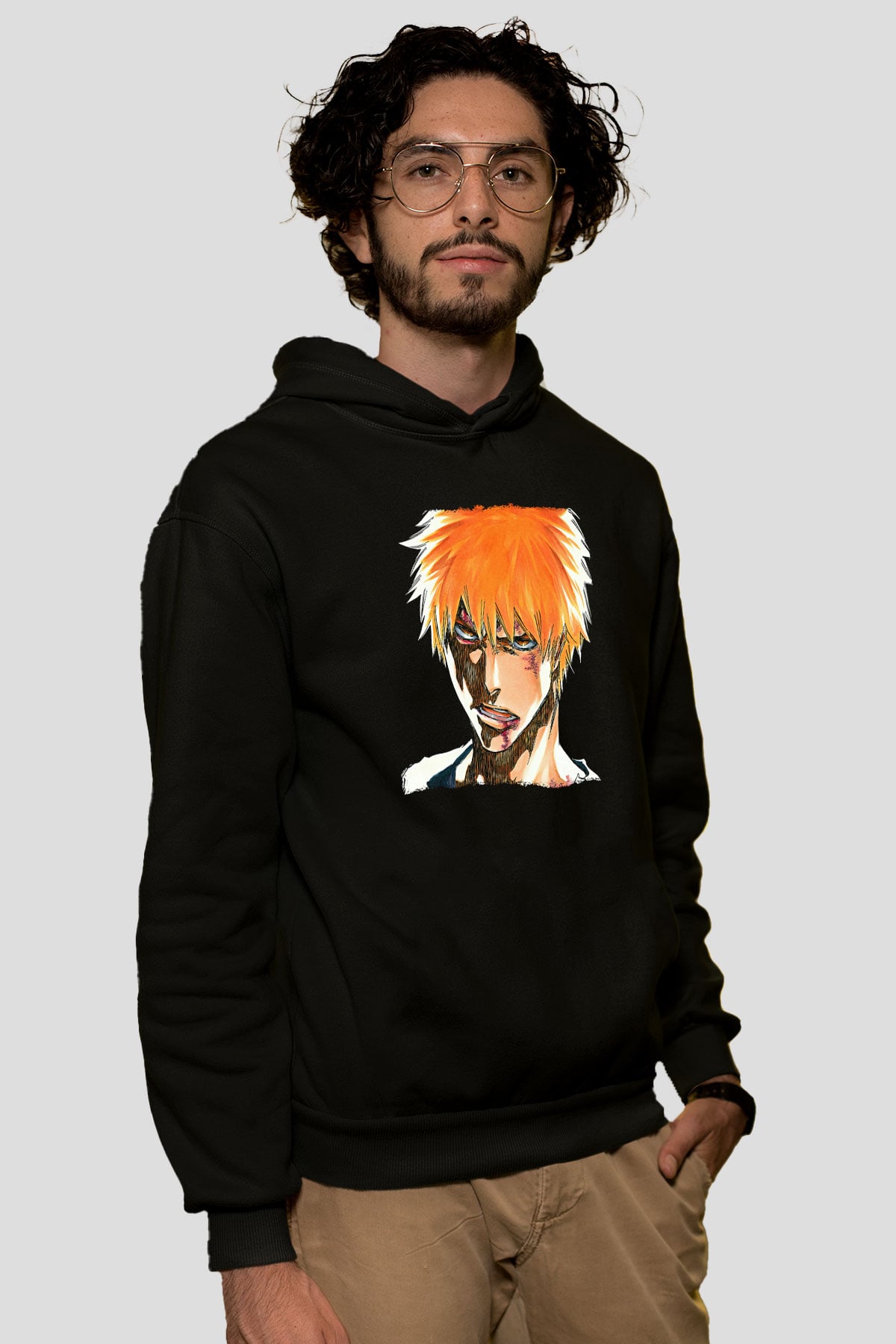 Bleach Baskılı Unisex Siyah Hoodie