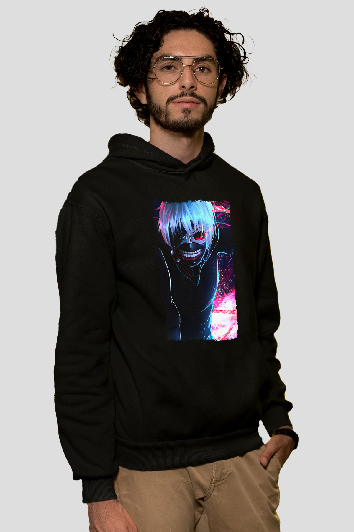 Bleach Baskılı Unisex Siyah Hoodie