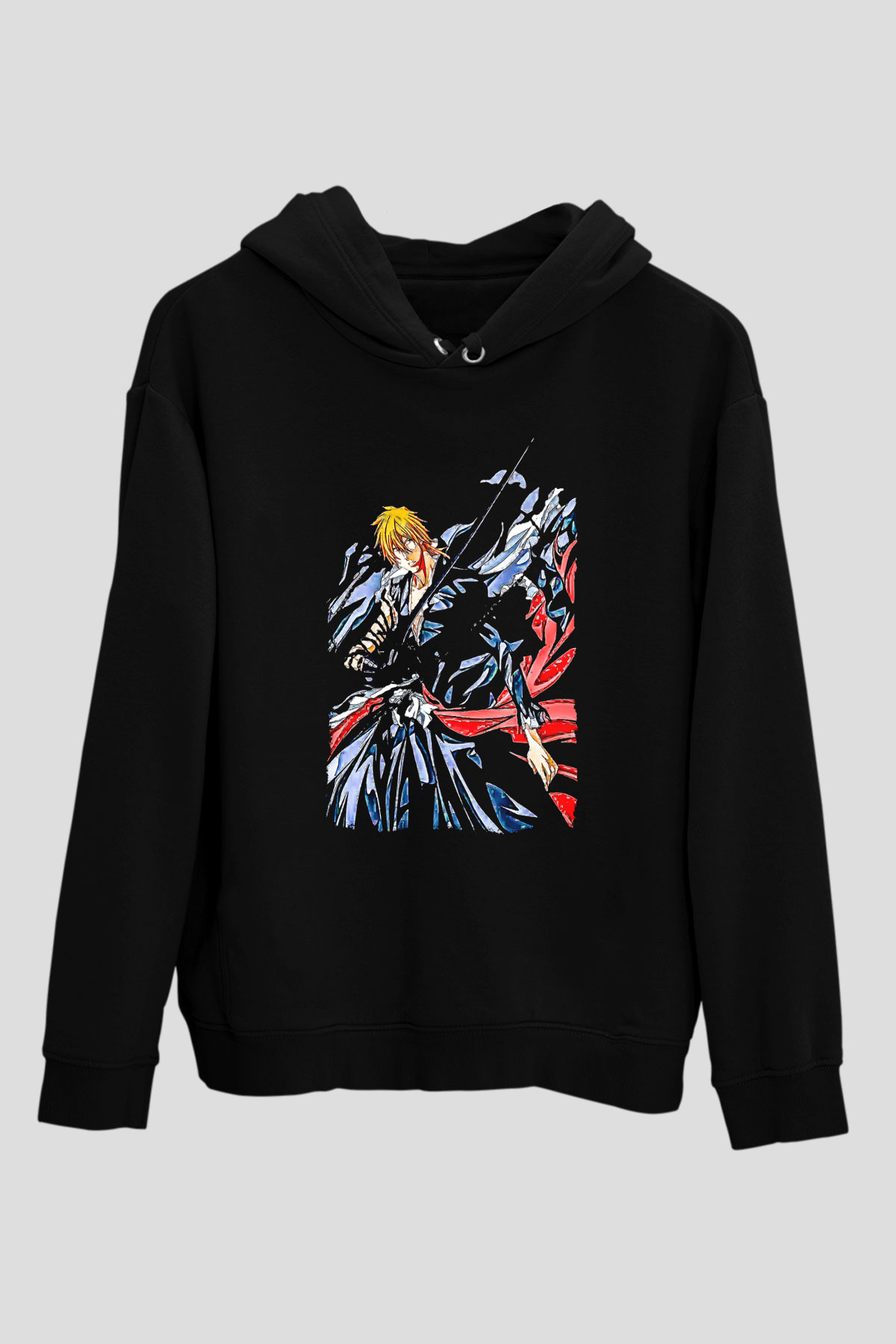 Bleach Baskılı Unisex Siyah Hoodie