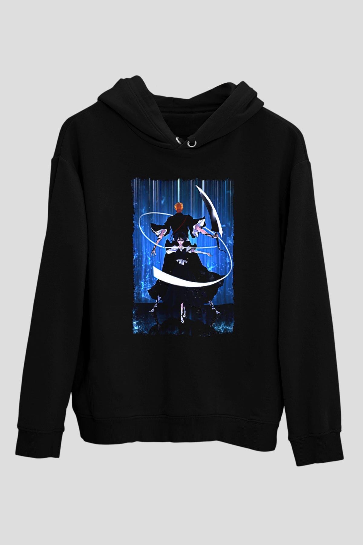 Bleach Baskılı Unisex Siyah Hoodie