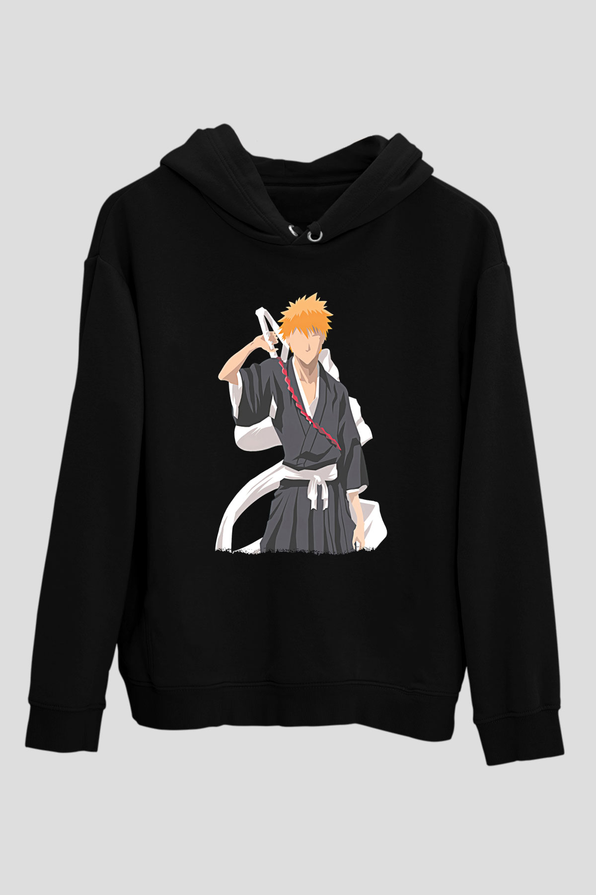 Bleach Baskılı Unisex Siyah Hoodie