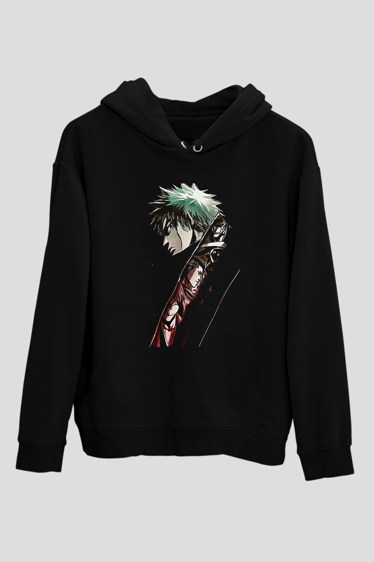 Bleach Baskılı Unisex Siyah Hoodie