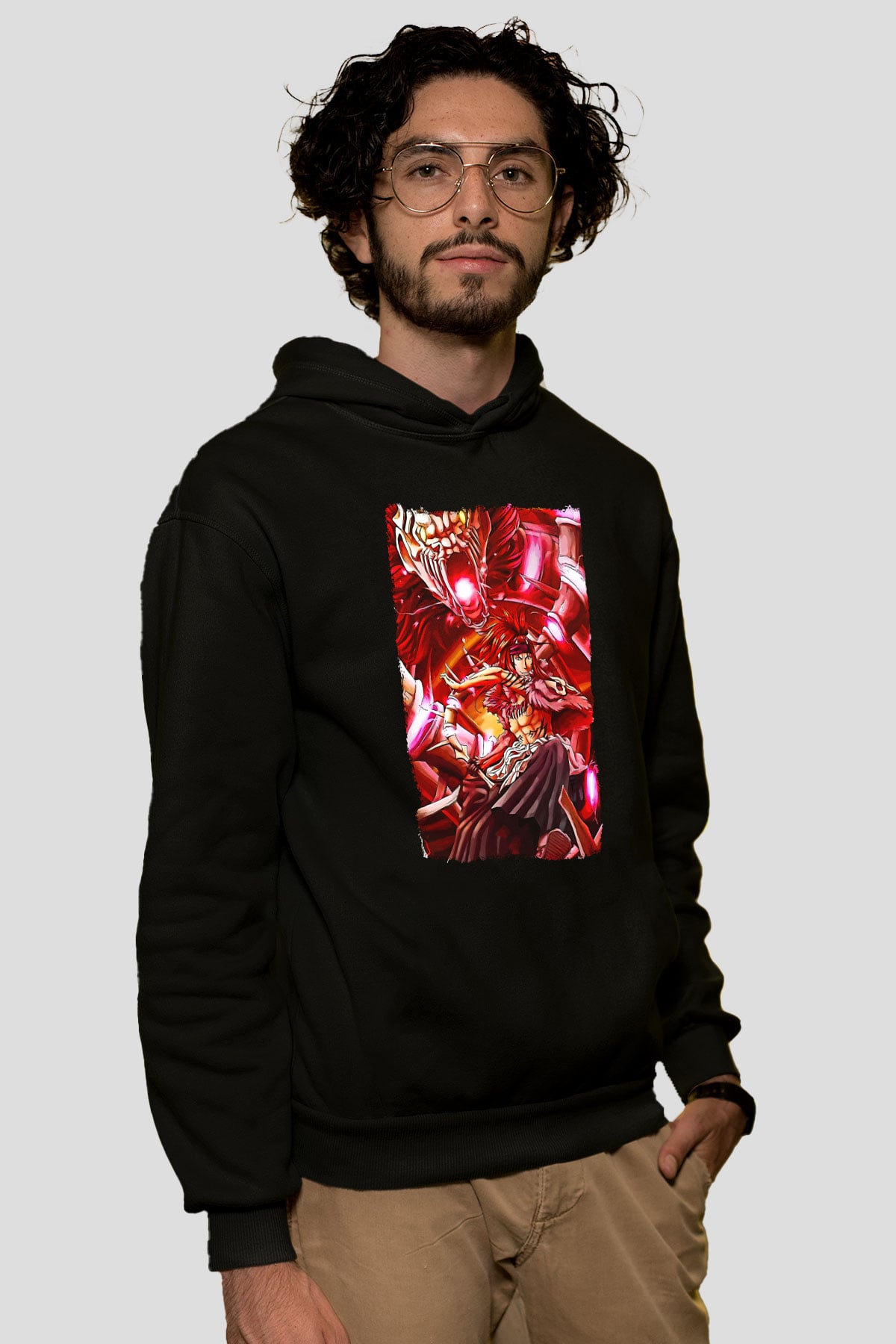Bleach Baskılı Unisex Siyah Hoodie