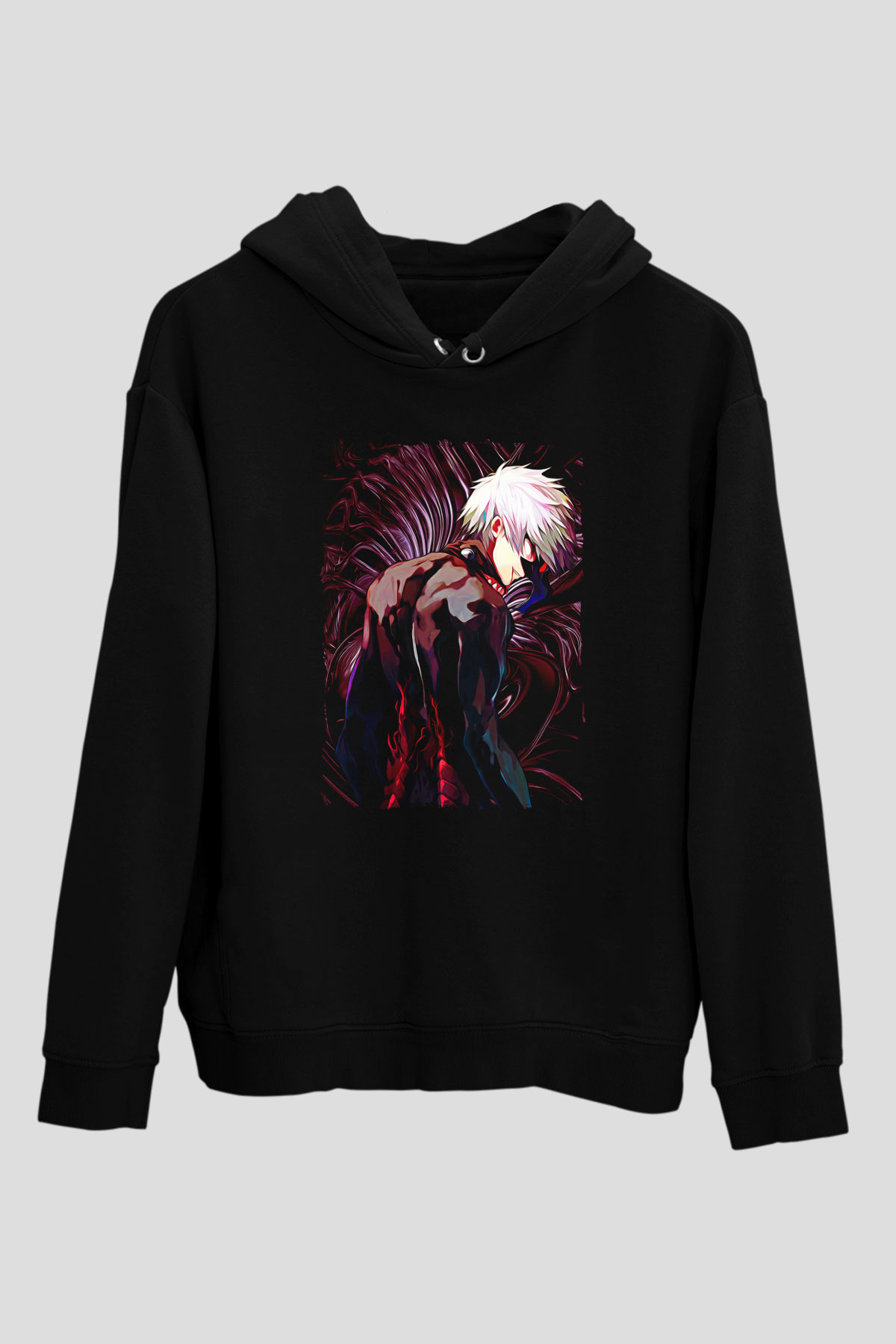 Bleach Baskılı Unisex Siyah Hoodie