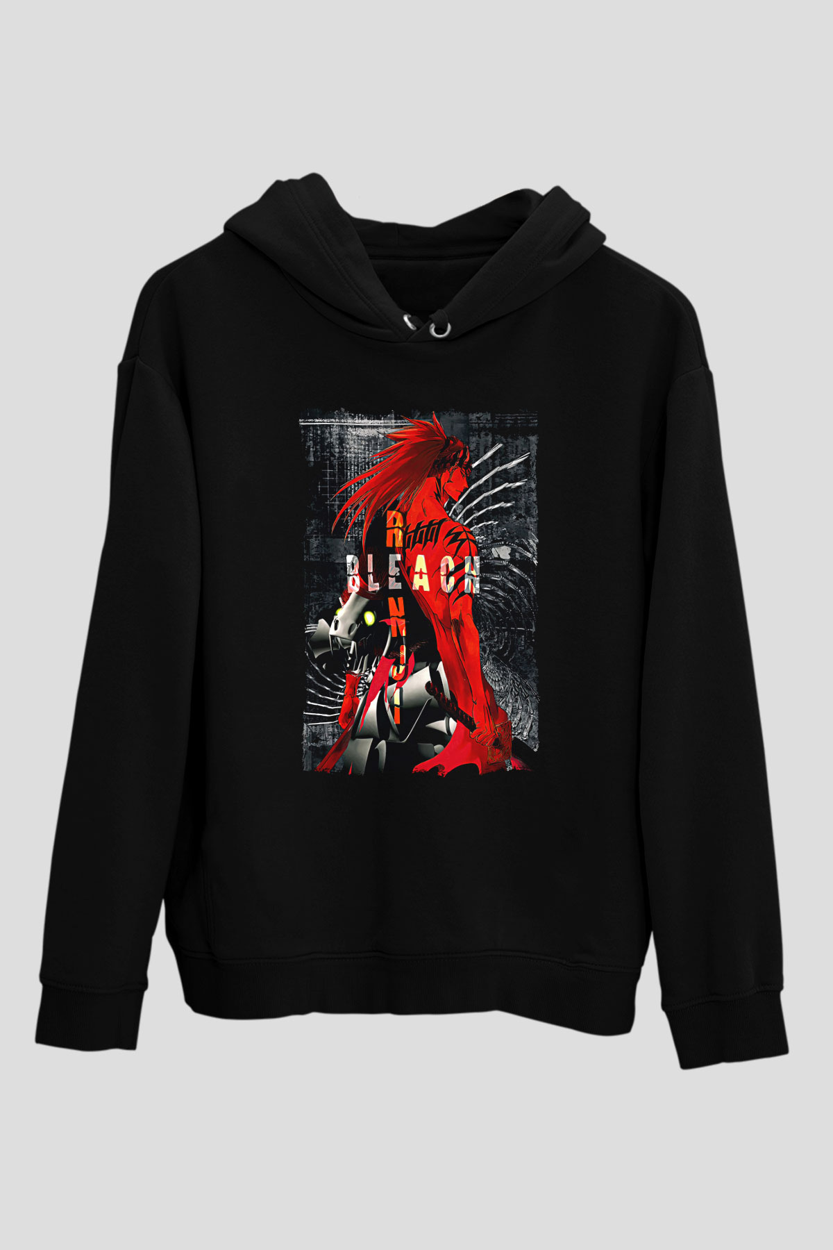 Bleach Baskılı Unisex Siyah Hoodie