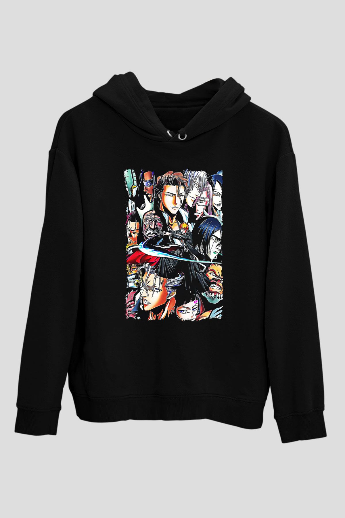 Bleach Baskılı Unisex Siyah Hoodie