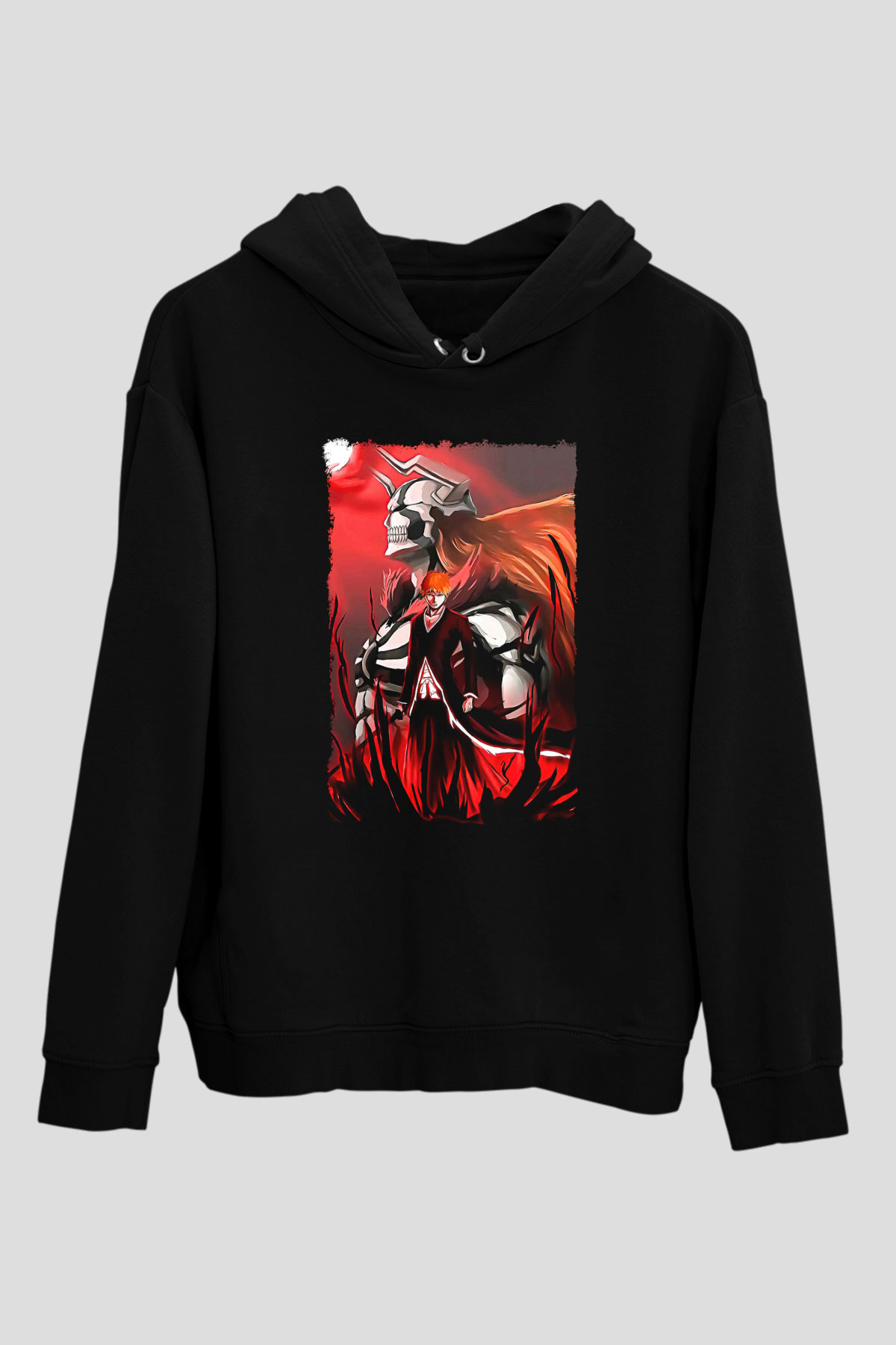 Bleach Baskılı Unisex Siyah Hoodie