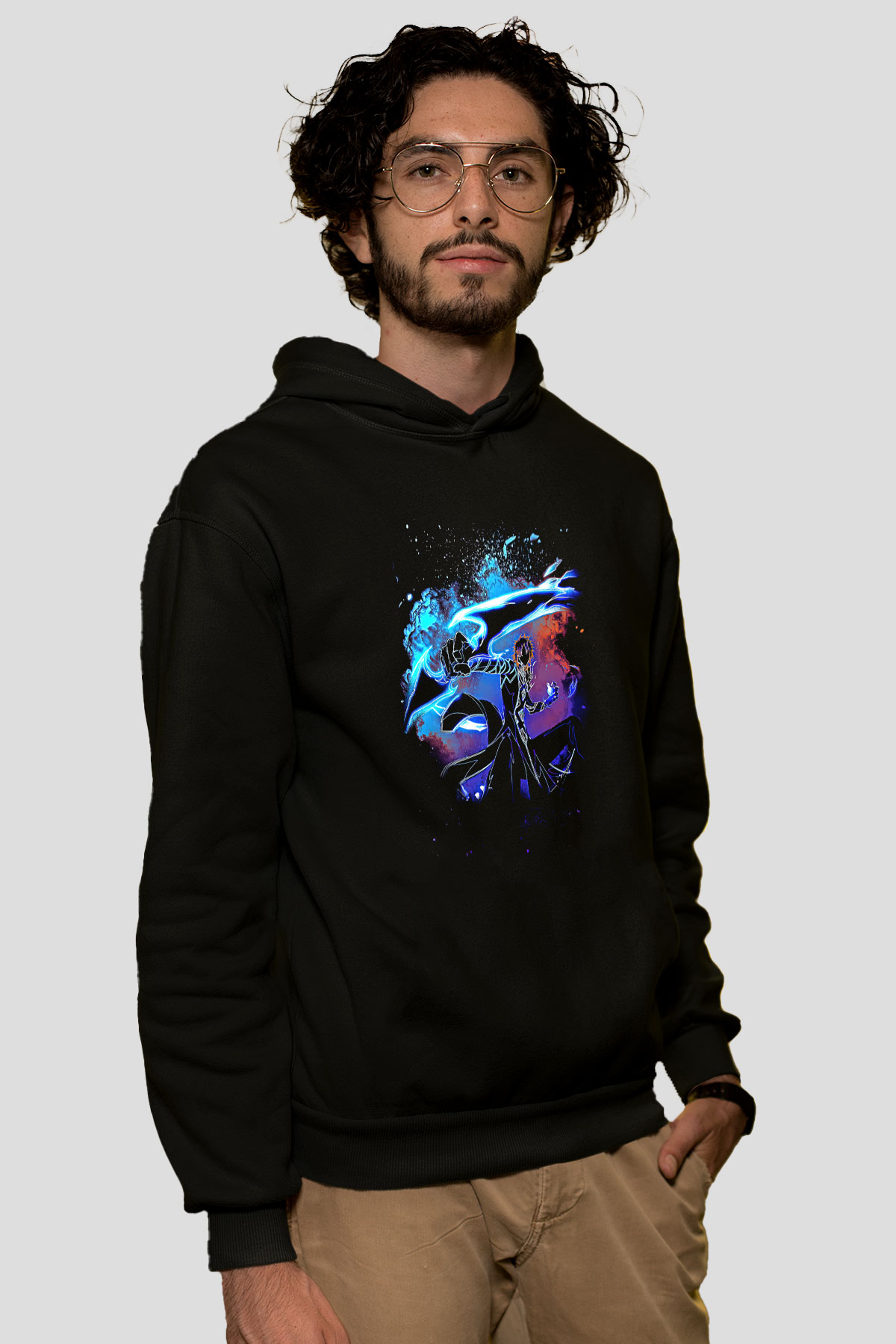 Bleach Baskılı Unisex Siyah Hoodie