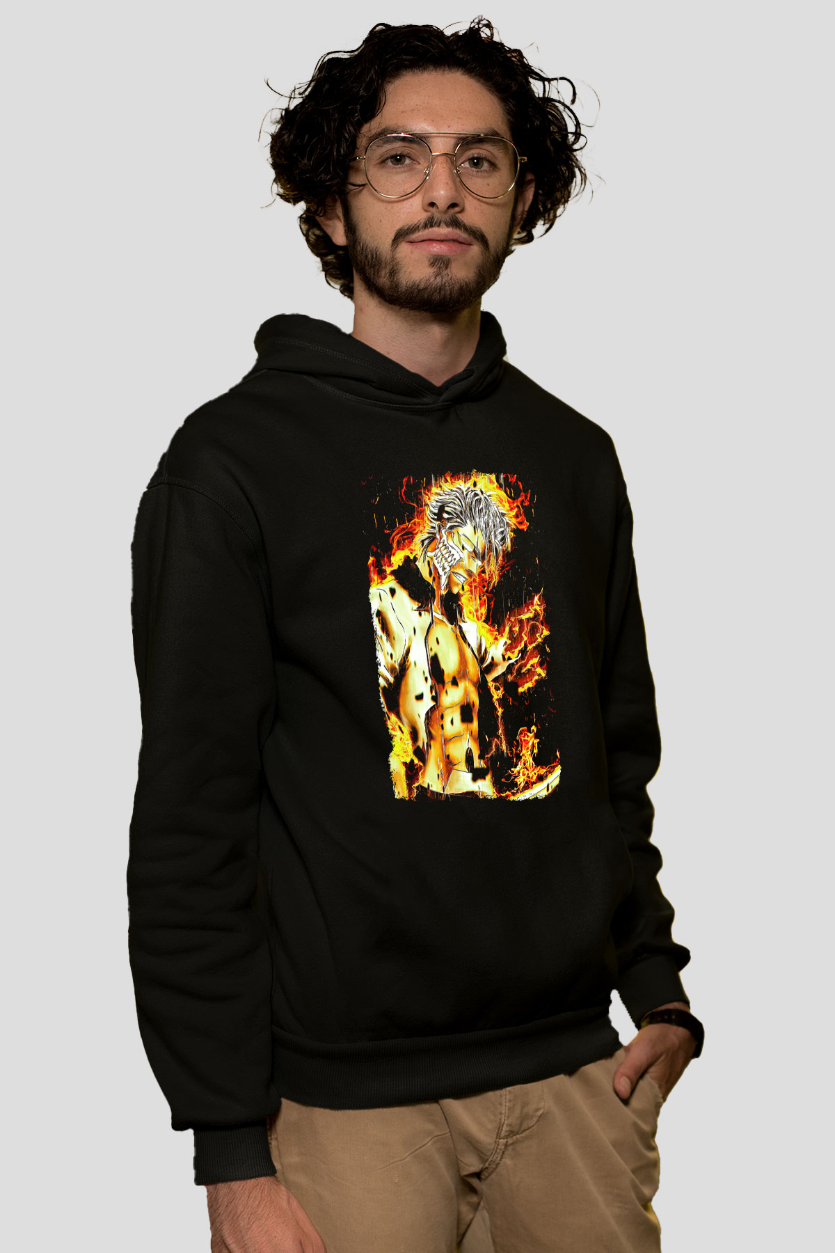 Bleach Baskılı Unisex Siyah Hoodie
