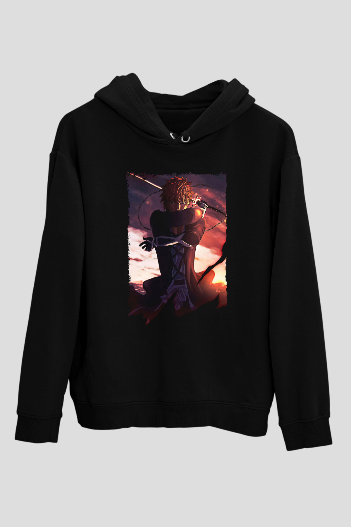 Bleach Baskılı Unisex Siyah Hoodie