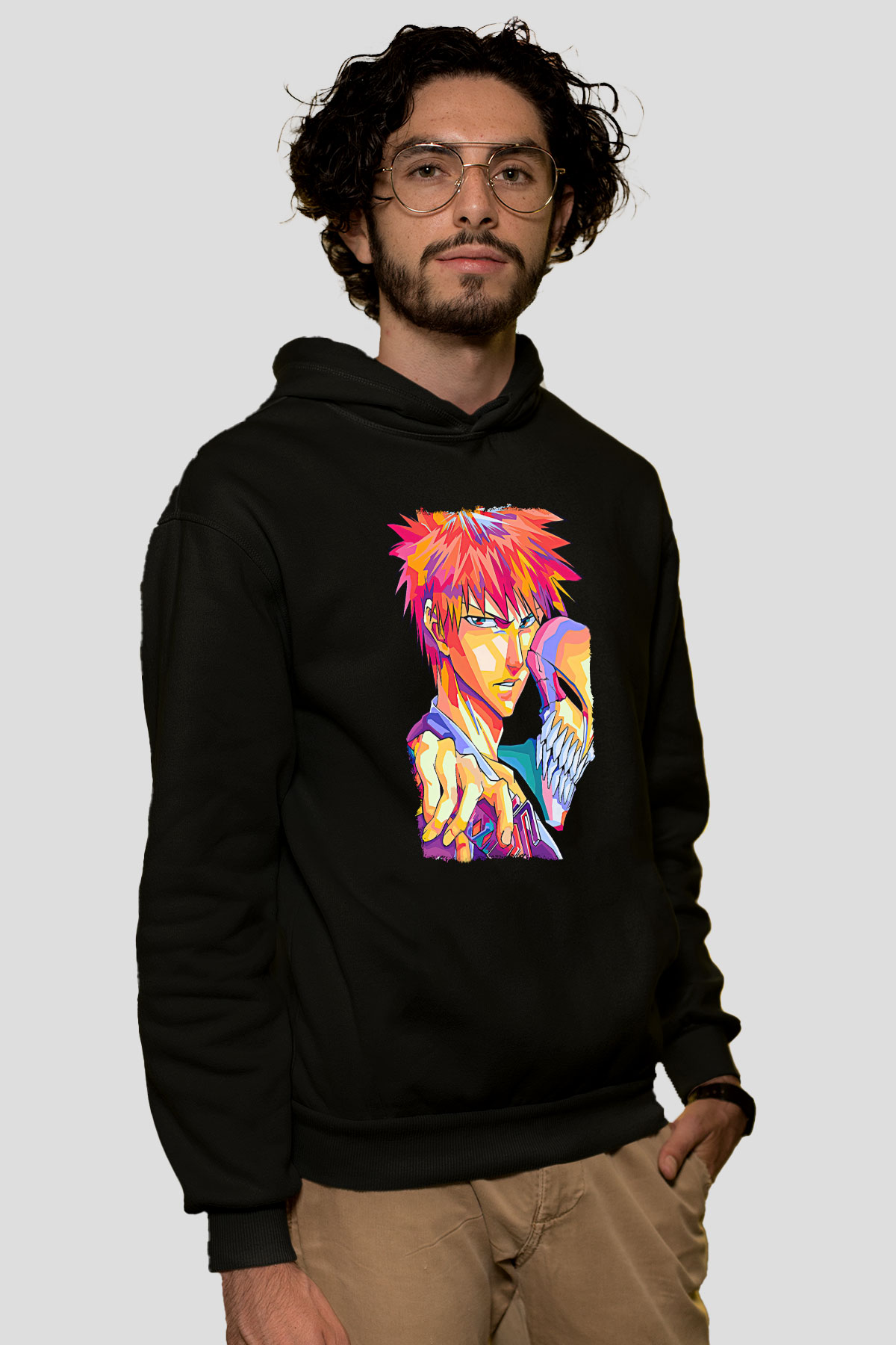 Bleach Baskılı Unisex Siyah Hoodie