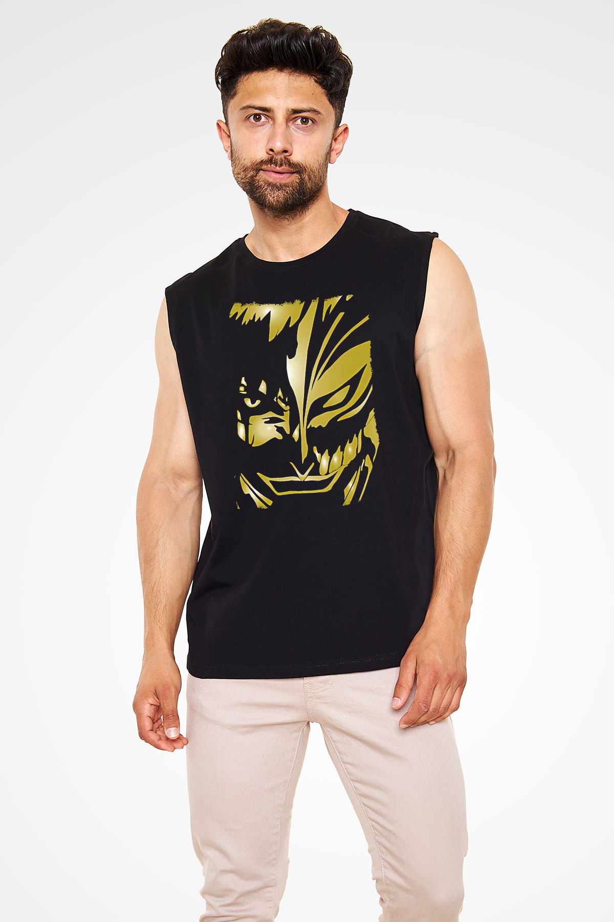 Bleach Baskılı Unisex Siyah Kolsuz Tişört - Tshirt