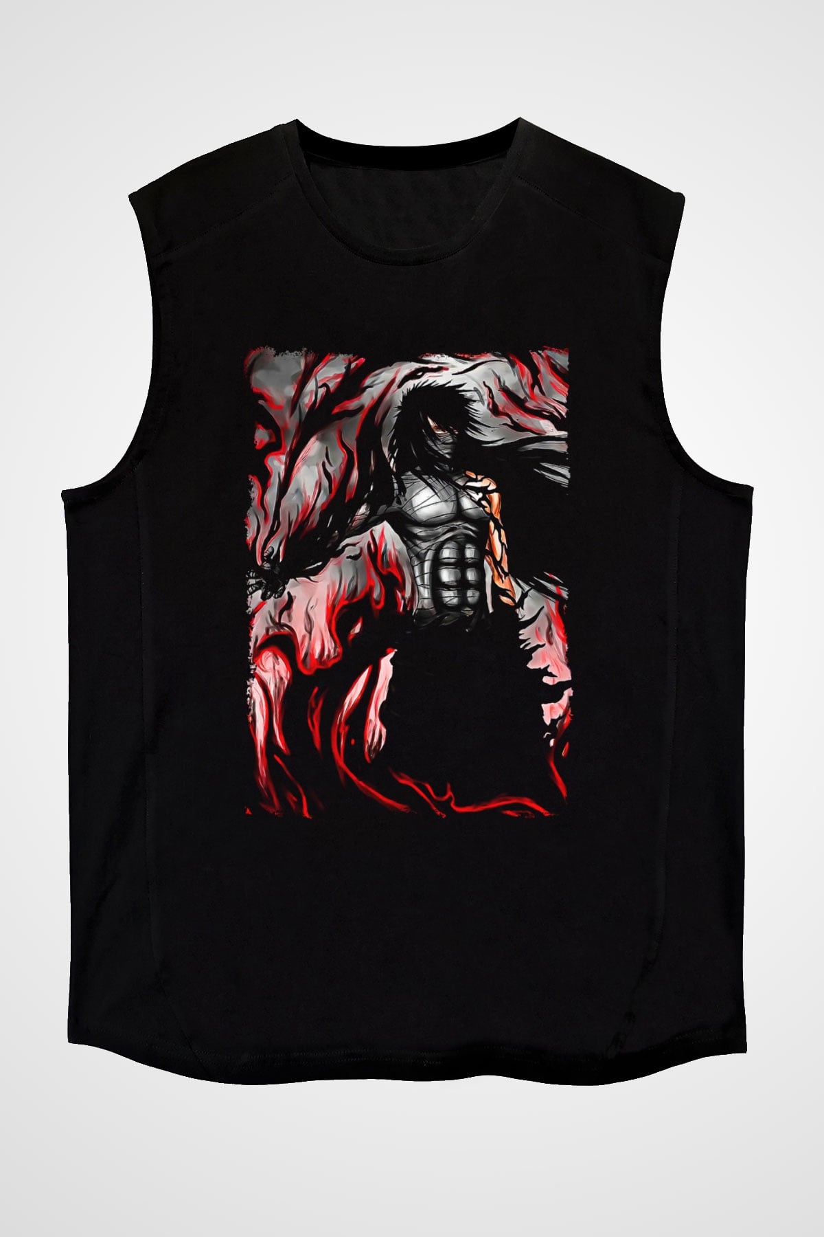 Bleach Baskılı Unisex Siyah Kolsuz Tişört - Tshirt