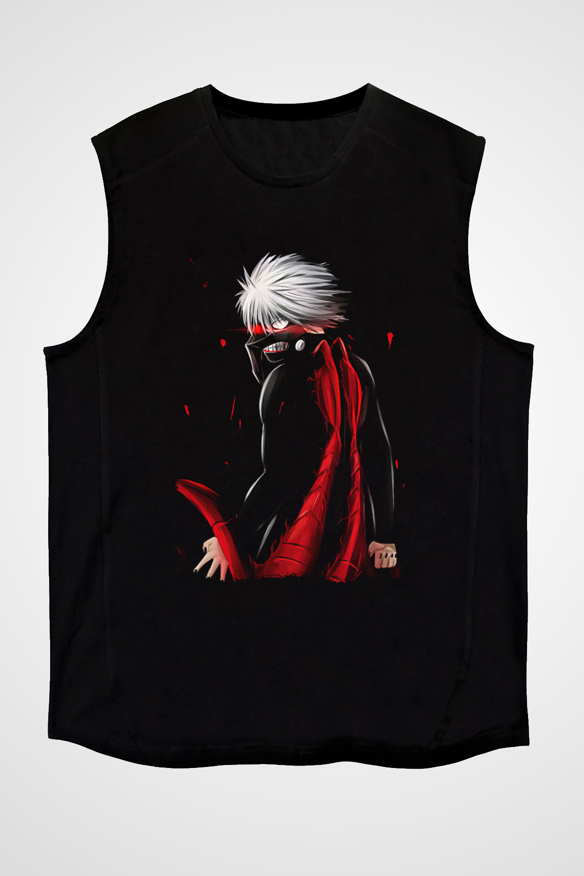 Bleach Baskılı Unisex Siyah Kolsuz Tişört - Tshirt