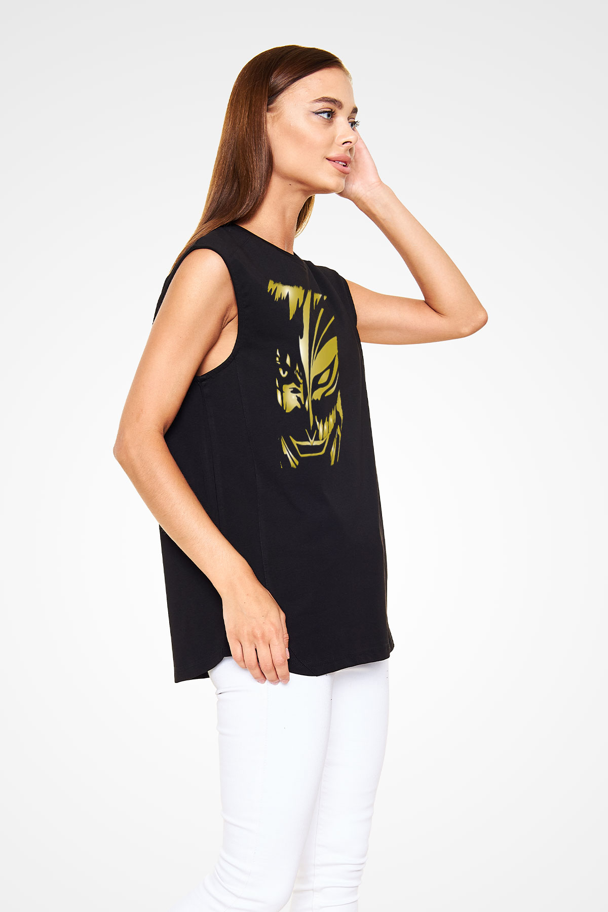 Bleach Baskılı Unisex Siyah Kolsuz Tişört - Tshirt