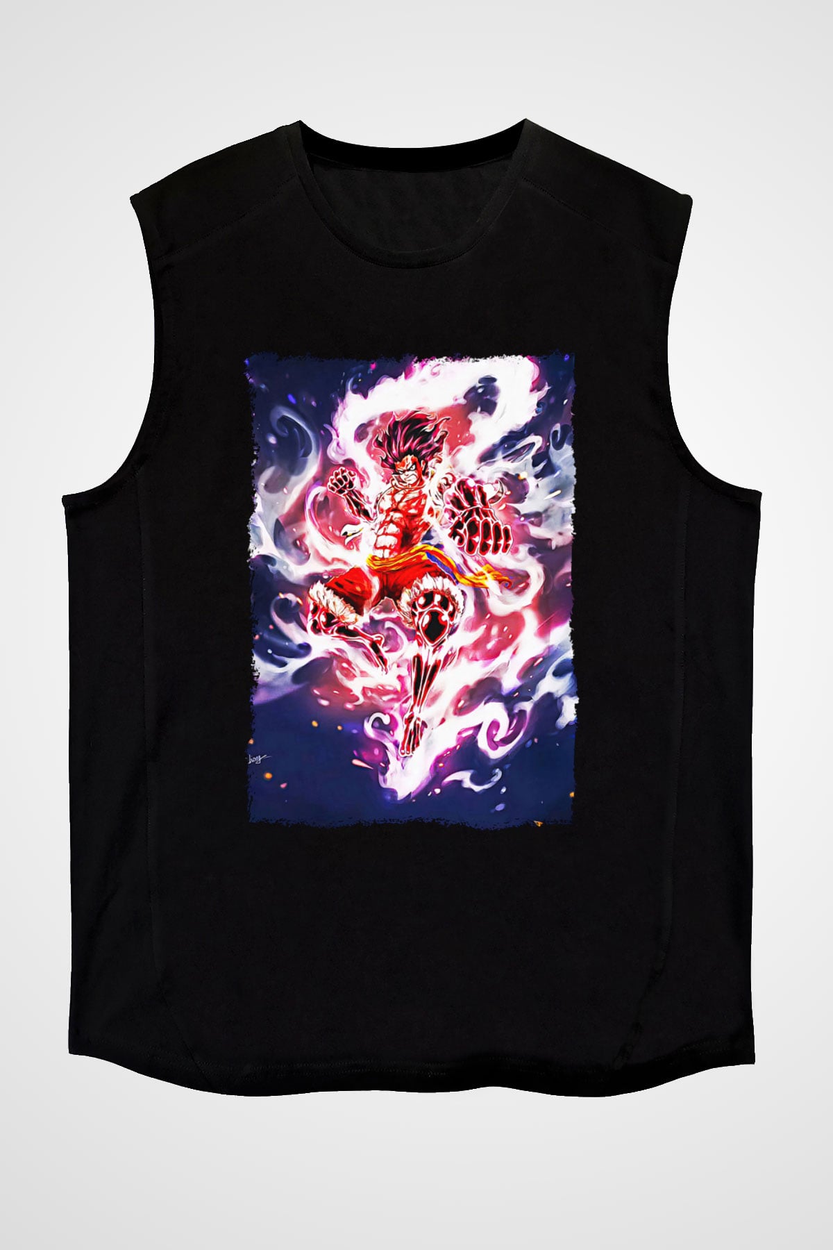 Bleach Baskılı Unisex Siyah Kolsuz Tişört - Tshirt