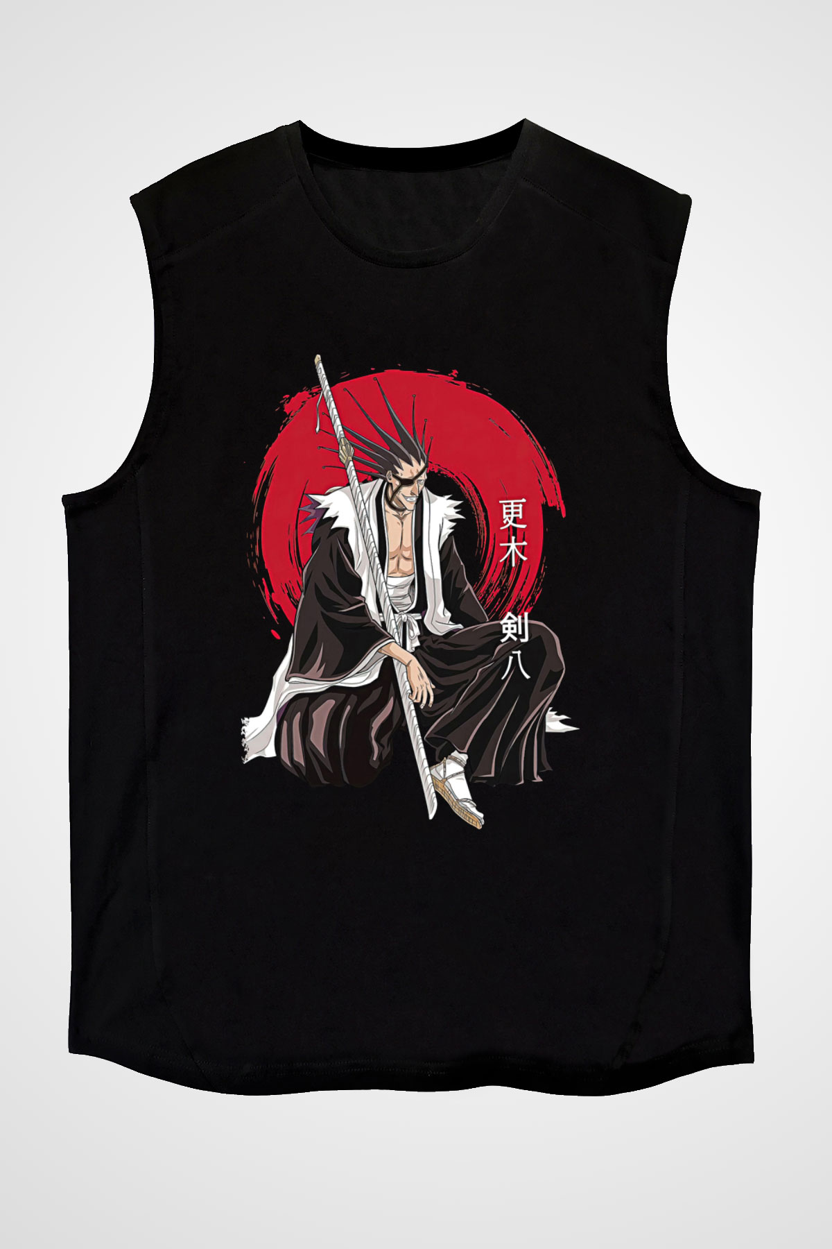 Bleach Baskılı Unisex Siyah Kolsuz Tişört - Tshirt
